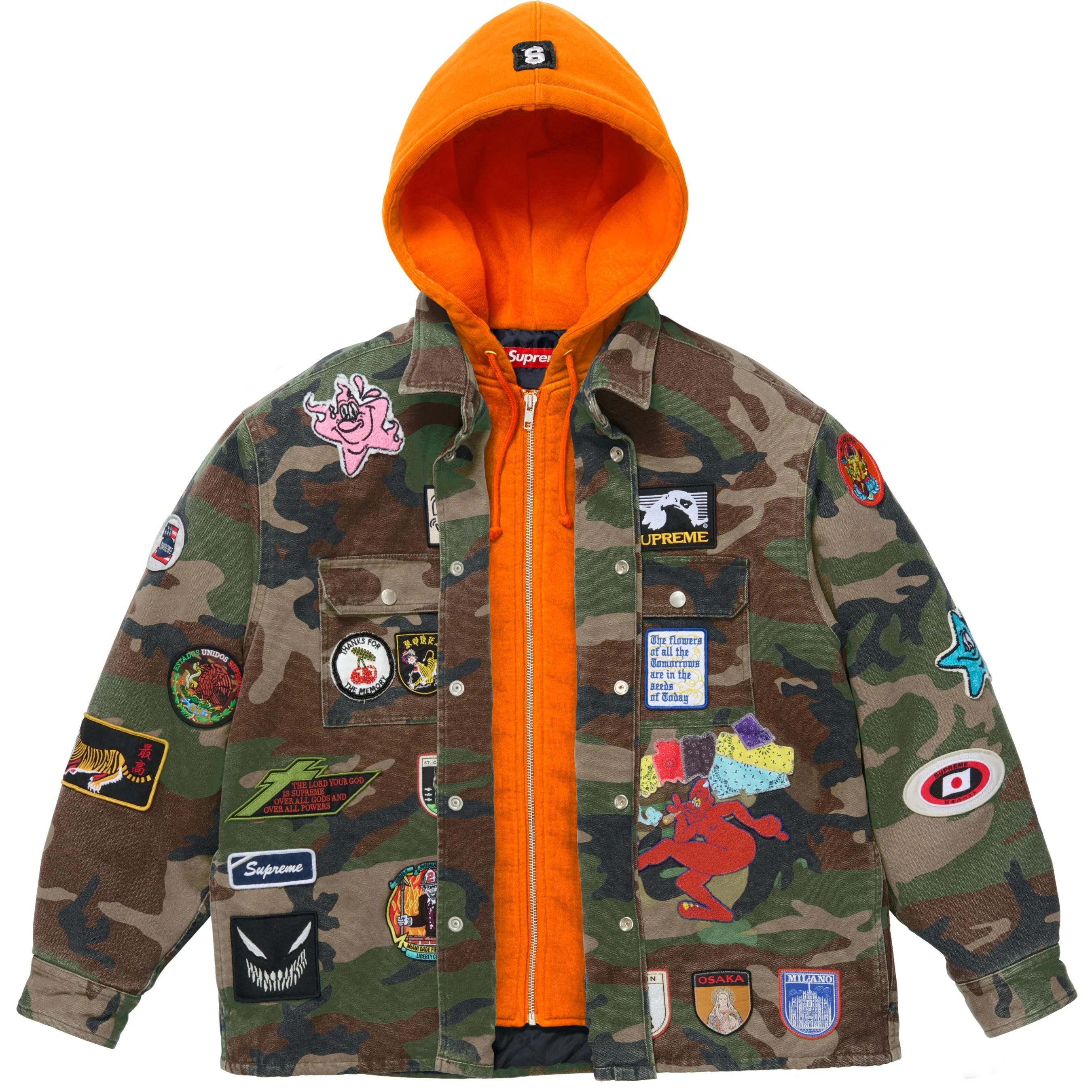Patches Hooded Zip Up Shirt view 18